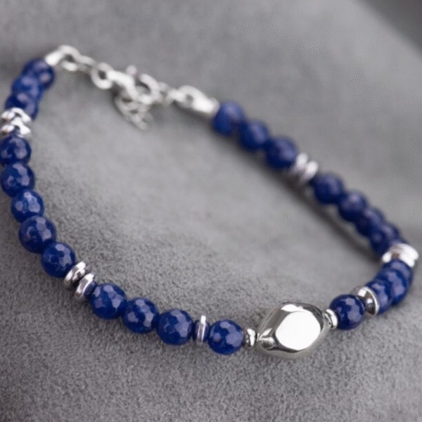 BRACCIALE IN ARGENTO 925^ CON PIETRE NATURALI (AGATA BLU)